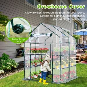 Другие садовые инструменты мини -теплицы Pvcpe Walk in Glayhouse Cover Plants Grow House for Flowers Rullup 143x73x195см только 230422