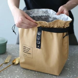 Storage Bags Canvas Lunch Bag Bento Box Portable Picnic Dinner Container School Fresh Keeping Food Organizer