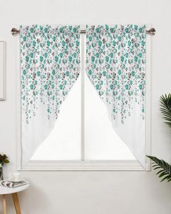 Curtain Teal Grey Floral Curtains For Bedroom Window Living Room Triangular Blinds Drapes