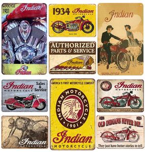 Indian Style Retro Motorcycle Oil Tin Sign Decor Metal Board Paintings Plaques For Bar Cafe Garage Iron Plate Posters Wall Sticker3622563