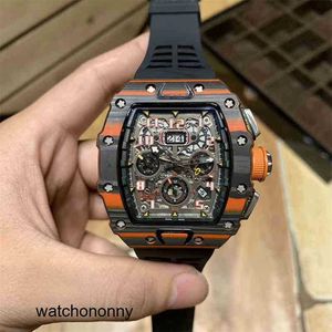 Richa Leisure Watch Luxury Milles Business Mens Mechanical Rm11-03 Fully Automatic Carbon Fiber Case Tape Swiss Movement Wristwatches