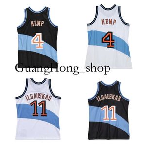 GH Shawn Kemp Zydrunas Ilgauskas Cavalier Basketbol Forması Clevelands Mitch ve Ness Gericazlık Formaları Mavi Beyaz Boyut S-XXXL