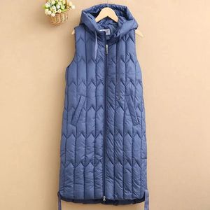 Womens Vests Autumn and Winter Jacket Down Coat Sleeveless Long Hooded Loose Parks Chiffon 231122