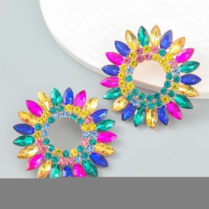 Dangle Earrings Chandelier Round Alloy Rhinestone Flower Large Women's Fashion Trend誇張されたバンケットスタッド卸売り