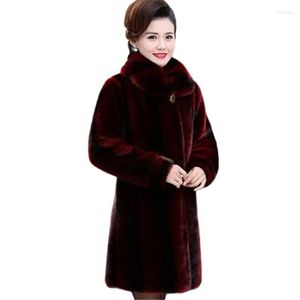 Pelliccia da donna Cappotto di visone intero di alta qualità Donna Inverno Sciolto Plus Size Tessuto spesso caldo Moda Parka P173