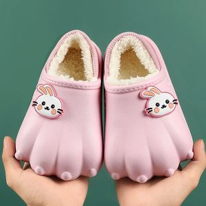 Slipper Kids Parents Winter Slippers Childrens Baby Cute Cartoon Garden Shoe's Indoor Waterproof Warm Fur Plush Flip Flop 231122