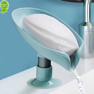 New Leaf Shape Soap Box Creative Draining Soap Suction Cup Soap Dish Tray Soap Dish For Bathroom Soap Container Bathroom Accessories