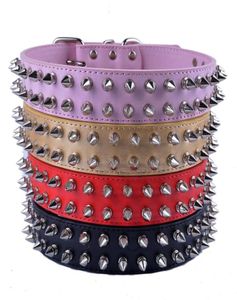 Personalisiertes Hundehalsband mit Stacheln, groß, goldfarben, schwarz, rot, rosa, Pu-Lederhalsbänder für große Hunde, Haustierprodukte, Hundehalsbänder, Leinen 7857190