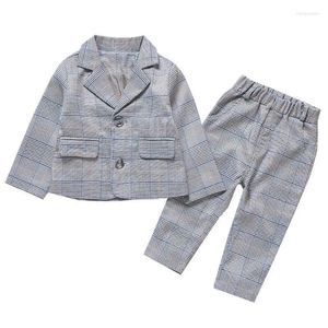 Conjuntos de roupas de natal roupas crianças menino e menina crianças xadrez terno de duas peças primavera outono estilo coreano moda crianças wear