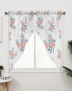 Curtain Bright Flower Broken Plant Triangular For Cafe Kitchen Short Door Living Room Window Curtains Drapes