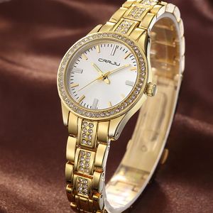 CRRJU Top Markenuhr Quarzuhr Strass Armbanduhren Wasserdichte Damenuhr Damen Luxusuhren Relogios feminin Fo296k