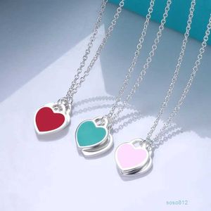 Tiffanyny V0p6 Edelstahl Süße Liebe Herz Designer Halskette für Frauen Kreuz Rosa Blau Rot Nette Halsband Luxus Marke Schmuck p44x