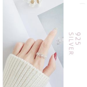 Cluster Rings Modian Stackable Hollow Out Flowerling Silver Silver 925 Кольцо для женщин мода Open Регулируемая флора мелкие украшения Bijoux