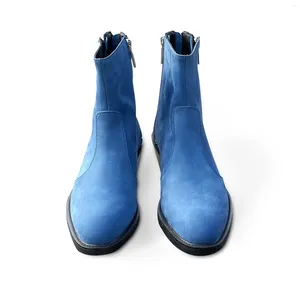 Botlar İngiliz tarzı erkek kış sivri uçlu katı gündelik ayak bileği çizme fermuarları özlü moda erkek açık kaymaz vintage