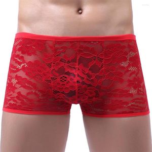 Mutande Slip sexy da uomo trasparenti trasparenti boxer intimo pantaloncini di pizzo moda gay vestiti mutandine sissy imitano lingerie