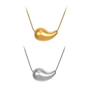 Stainless Steel Hollow Water Drop Pendant Necklace: Elegant Women's Fashion with a Personal Touch, Comma-shaped Collarbone Chain 2Pcs/Lot