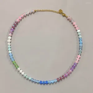 Girocollo Boho Gioielli fatti a mano Collana da spiaggia estiva colorata in pietra preziosa con perline placcata oro 14K per le donne