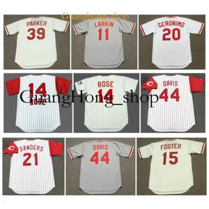 Guanghong Throwback Eric Davis Baseball Jersey Red Pete Rose Barry Larkin Cesar Geronimo Deion Sanders Dave Parker Frank Robinson George Foster Leo Sällsynta