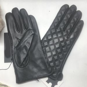 Classical designer leather gloves fashion winter glove stay warm luxury black checked ladies glove designer luxury simple solid color men women zb108