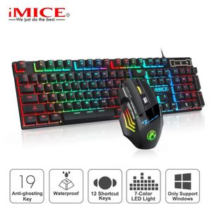 RGB Gaming keyboard Gamer and Mouse With Backlight USB 104 keycaps Wired Ergonomic Russian Keyboard For PC Laptop 231221