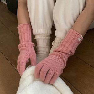 Fingerless Glove's Winter-Strickhandschuhe, langes Armband, warm, voller Finger, einfarbig, berührbarer Bildschirm, Thermo-Zubehör 231122