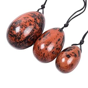 Yoni Egg Kegel Övning 3PC Giftuppsättning Borrad Natural Stone Mahogny Crystal Ball Massage Care Care Pelvic Floor Muscle Vaginal Health Care Tools for Women