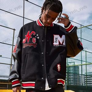 Men's Jackets American Vintage Letter Flocking Embroidery Jacket And Coat Men Y2K New Street Hip Hop Trend Baseball Jacket Unisex Casual Coat T231123