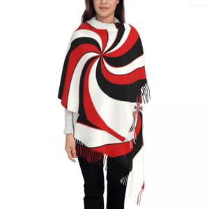 Schals Rot Schwarz Und Weiß Twist Schal Wickeln Für Frauen Lang Winter Warm Quaste Schal Unisex Abstrakt Geometrisch