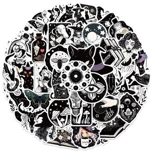 52 PCS Black White Gothic Witch Stickers For Skateboard Fridge Helmet Ipad Bicycle Phone Motorcycle PS4 Notebook Pvc DIY Decals Teens Kids Adults