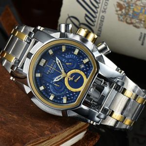 Orologio sportivo da uomo con calendario al quarzo INVICTO Reserve Bolt Zeus Bussola con funzione completa Filo d'acciaio Quadrante grande Fibbia pieghevole235c