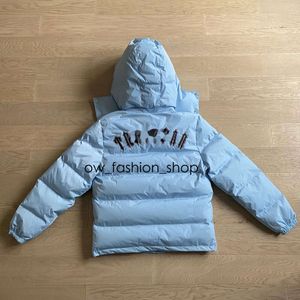 Parka da uomo Trapstar Giacche Uomo Felpa con cappuccio invernale Trspstar Piumino con cappuccio staccabile Blu ghiaccio Piumino ad alto peso Versione più forte Super 610 93