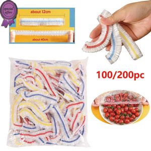 Yeni 100 pc renkli tek kullanımlık gıda örtüsü elastik plastik sargı gıda derecesi pe taze tutma film çantası kalınlaştırılmış tek kullanımlık kase kapağı