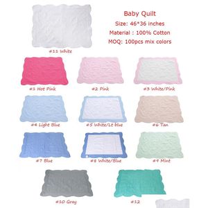 Blankets & Swaddling Baby Blankets Newborn Pure Cotton Embroidered Vintage Infant Ruffle Quilt Ddling Breathable Air Condition Christm Dhpea