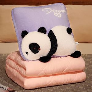 Blankets Panda Dog Plush Pillow Quilt Hand Warmer DualUse Cushion Folding Blanket Car Office Sofa Couch Good Gift 231123