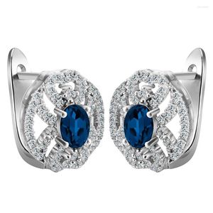 Brincos de argola de cor dourada branca de cor dourada cz geme azul royal cristal feminino de dama de grande promoção preço de fábrica