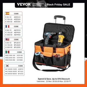 Saco de ferramentas VEVOR Rolling Tool Bag Trolley Grande capacidade Eletricista Ferramentas de carpintaria Bolsa de armazenamento Organizador Tote Hardware profissional 231122