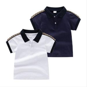 Summer Baby Boys Brand T-shirts Letters Printed Kids Short Sleeve T-shirt Cotton Children Turn-Down Collar Shirt Child Tops Tees 1-6 Years