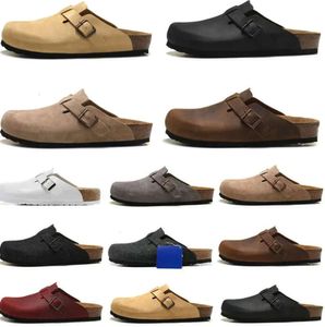 Boston Clog Men Designer Sandals Sandały Kaptuki skórzana torba głowa Pull Cork Flats Mules Woody Mokora do leniwy śliski Brązowe Slajdy Slajdy 695ess