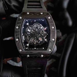 Richa luxo negócios masculino relógio de pulso mecânica lazer relógios rm055 multifuncional máquina automática moinho fita fibra carbono masculino