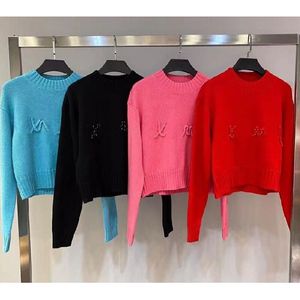 SS Women Designers Sweaters Knitwear Knit Crow Neck sweater Pullover Letter Embroidered Comfortable warm Long Sleeve Clothing Oversized Women Clothing 4 colors S-L
