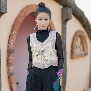 Etnik Giysiler 2023 Ulusal Pamuk Keten Yelek Retro Çiçek Nakış Çin Geleneksel Harajuku Delek Vintage Casual Tang Takım
