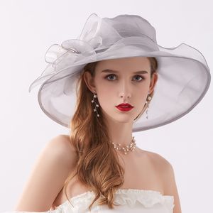 Designer Ladies Organza Hats Caps Brimmed Bucket Hat Womens Kentucky Derby Organza Cap Wedding Headwear