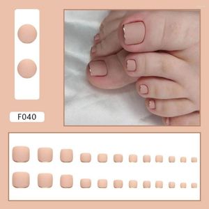 False Nails 24pcs For Women Toe Square Foot Tips Full Cover Gold French Edge Fake Toenails