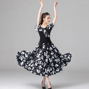 Bühnenabnutzung 2023 9006 Kurzarm Floral Patchwork Weibliches Lateinisches Tanzkleid Frauen Tanzleistung Ballsaal Bauchanzug