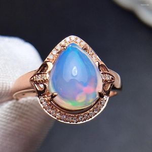 Cluster Rings A411 Opal Ring Fine Jewelry Pure 18 K Gold Natural 2.1ct Gemstones Diamonds Female For Women