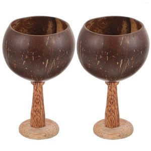 Wine Glasses 2 Pcs Coconut Cup Cocktail Container Party Rack Shell Holiday Juices Holder