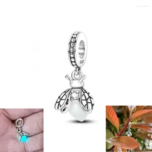 Lösa ädelstenar 925 Sterling Silver Liight i Dark Firefly Pendant DIY PEAD FIT Armband Women Charms smycken Tillbehör 2023