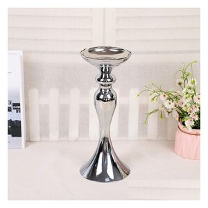 Ljushållare 10st Sier Metal Flower Vases Candlestick Table Centerpieces Event Road Party Stands Rack Y200110 Drop Delivery Ho Dhzeo