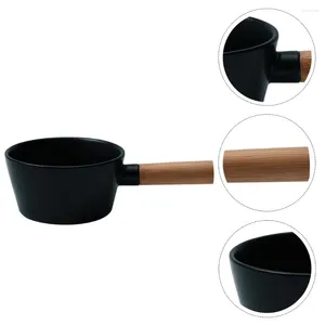 Dinnerware Sets Ceramic Creamer Pot Butter Warmer Soup Bowls With Handle Coffee Bowl Kitchen Cookware Black