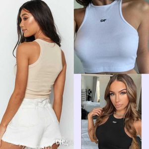 Summer White Women Tops Tees Crop Top Brodery Sexig axel Black Tank Top Casual ärmlös rygglös Camis -skjortor Lyxdesigner Solid Color Vest